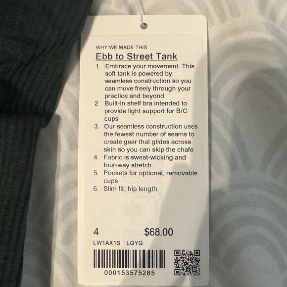 NWT Lululemon Ebb to Street Tank Top Light Support, B/C Cup - Picture 3 of 4